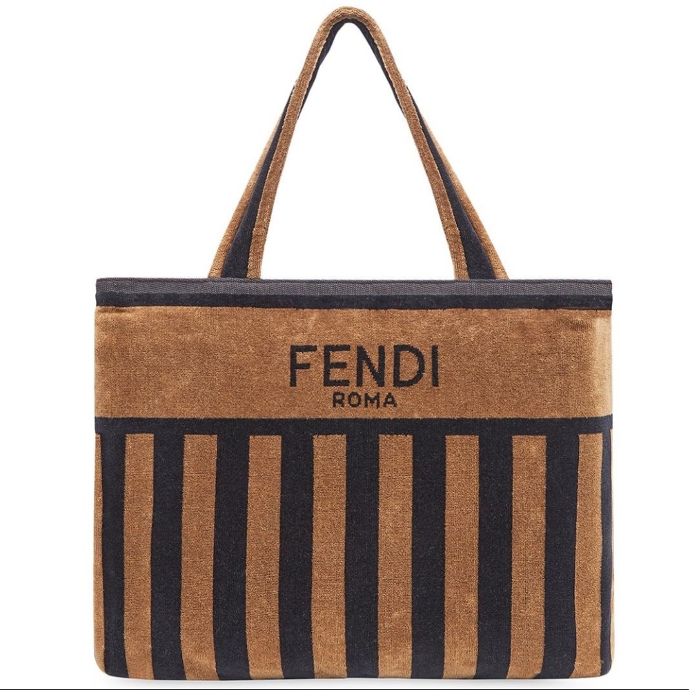 🆕 Brand New No Tag Fendi Towel Bag Cotton Brown/black